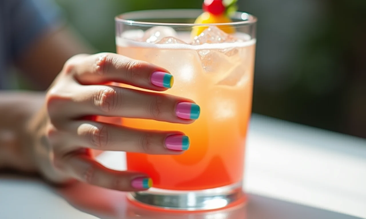 Francesinha reversa colorida com pontas em tons pastel de arco-íris.