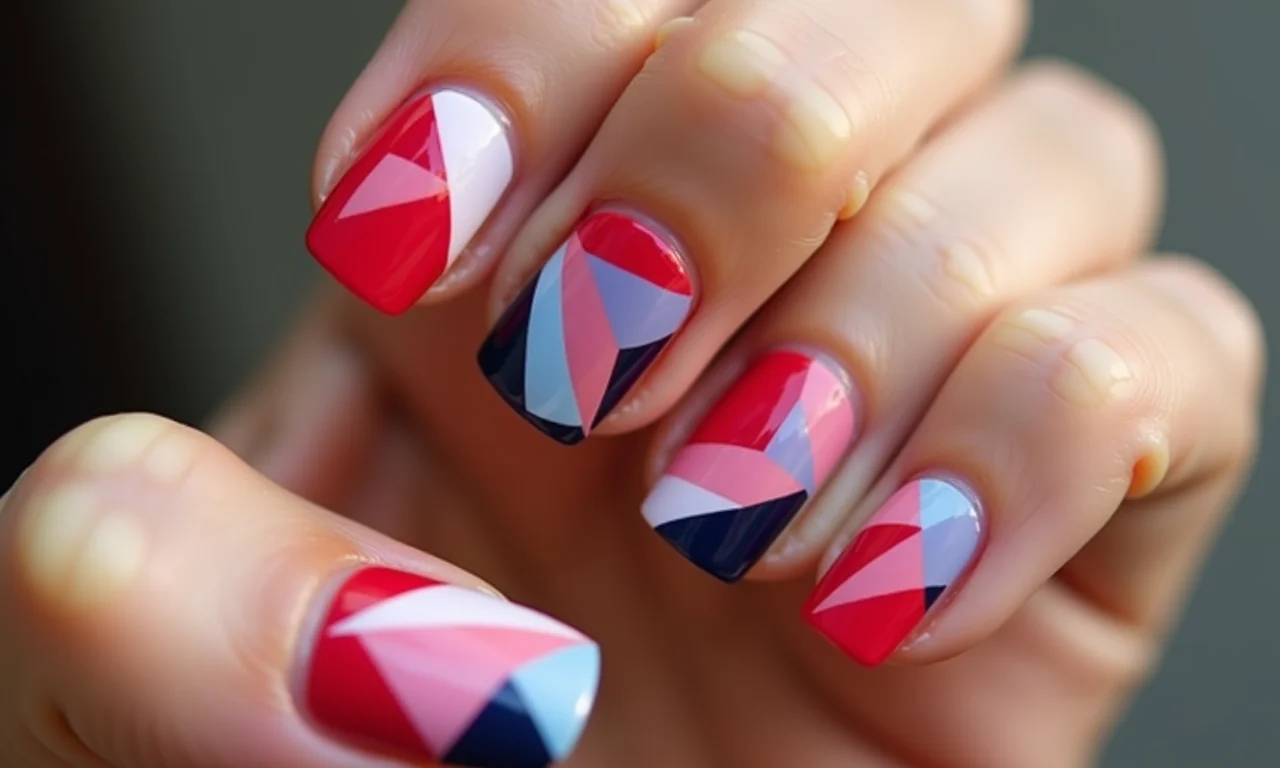 Francesinha reversa gráfica com formas geométricas e cores vibrantes.