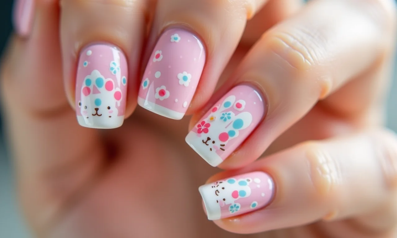 Francesinha temática de Páscoa: unhas elegantes e delicadas.