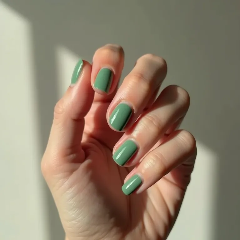 Francesinha verde em unhas.
