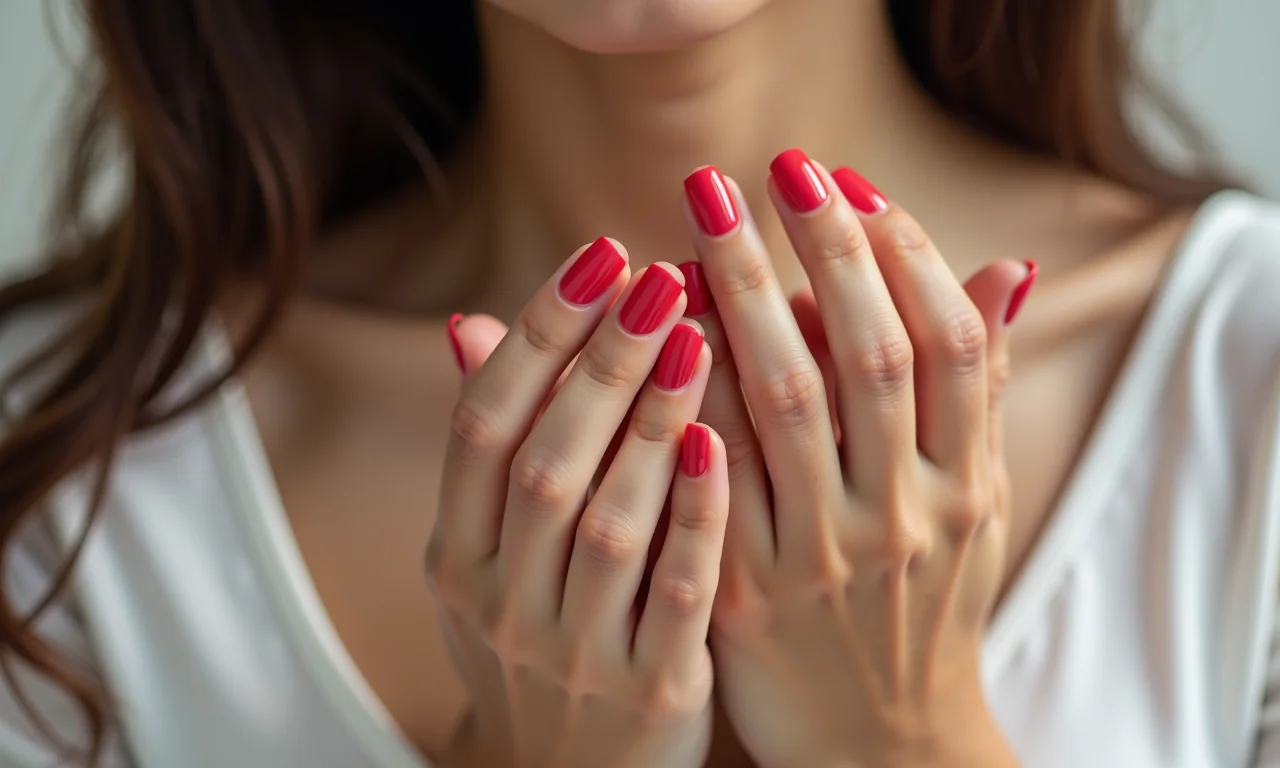 Francesinha vermelha clássica em unhas.
