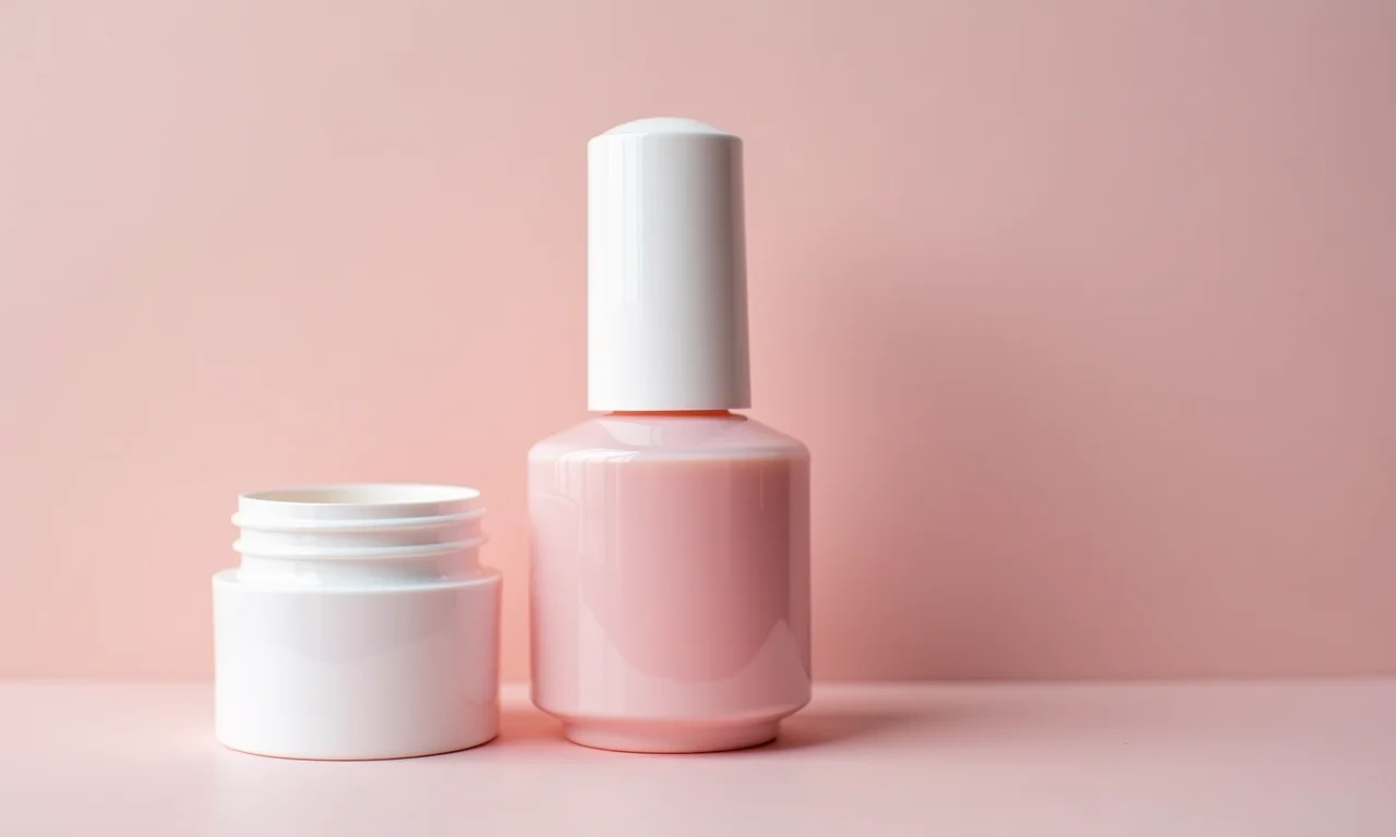 Frasco de gel base transparente para unhas.