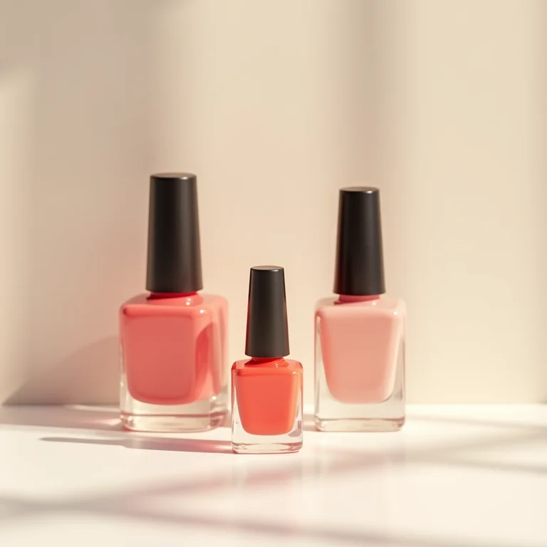 Frascos de óleo secante ao lado de esmaltes coloridos.