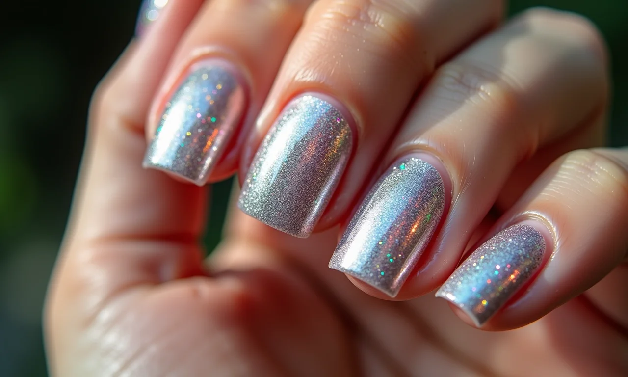 Glitter holográfico da Anita Cosméticos nas unhas.