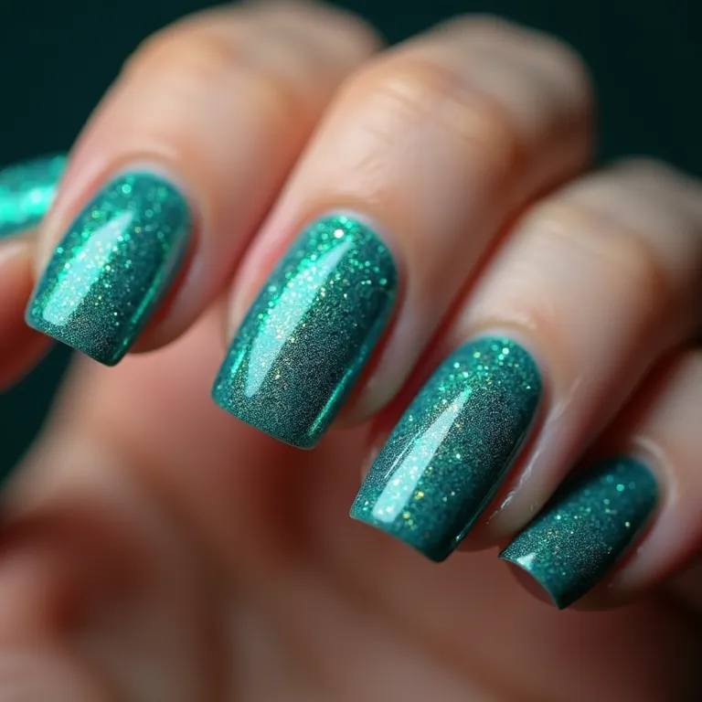 Glitter verde água: brilho na medida certa.