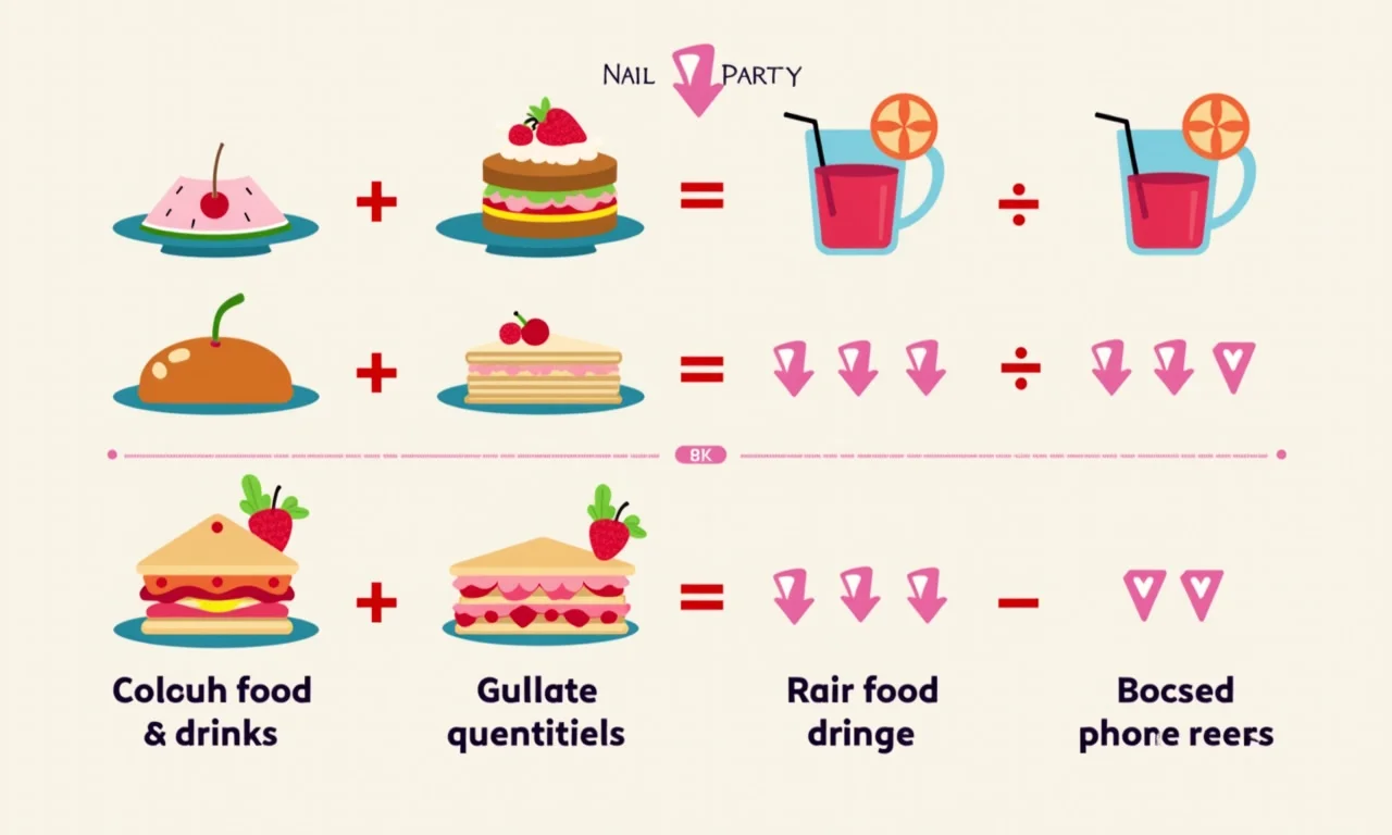 Gráfico mostrando como calcular a quantidade de comida e bebida para um chá de esmalte.