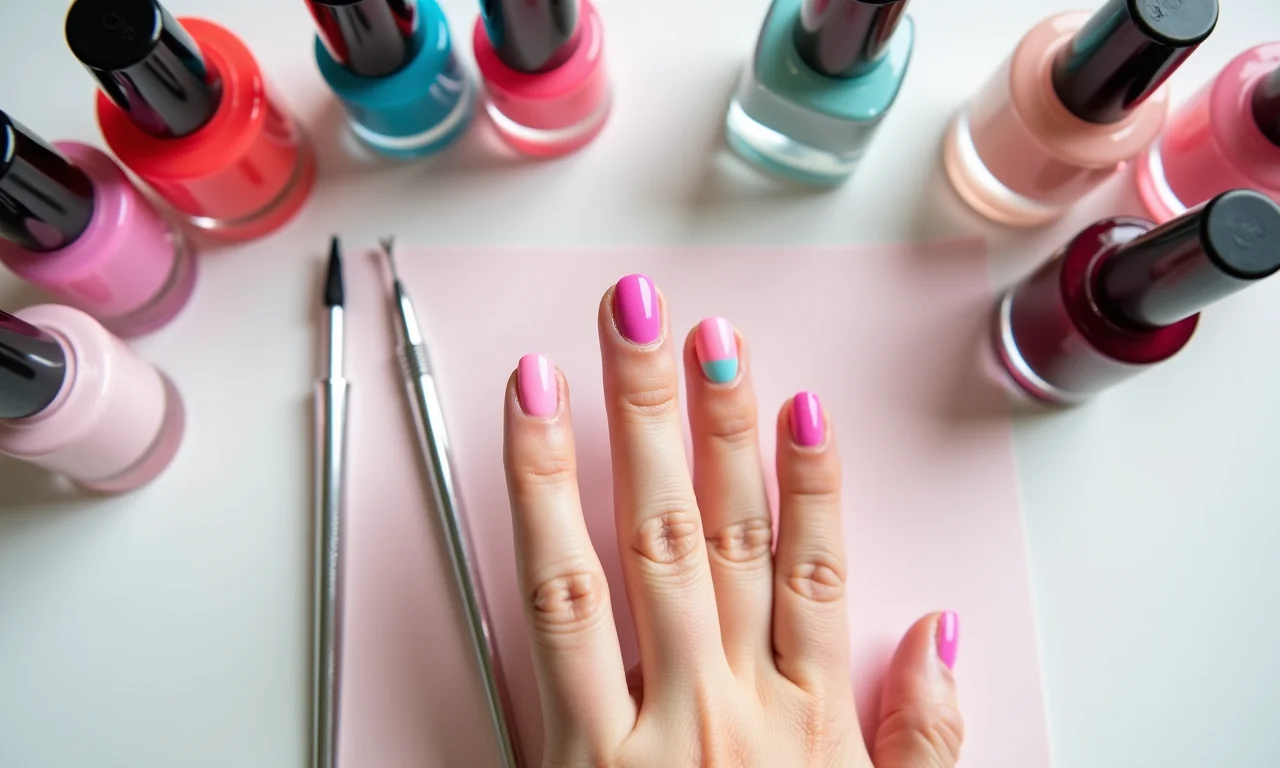 Guia prático: como fazer unhas decoradas meio a meio em casa.