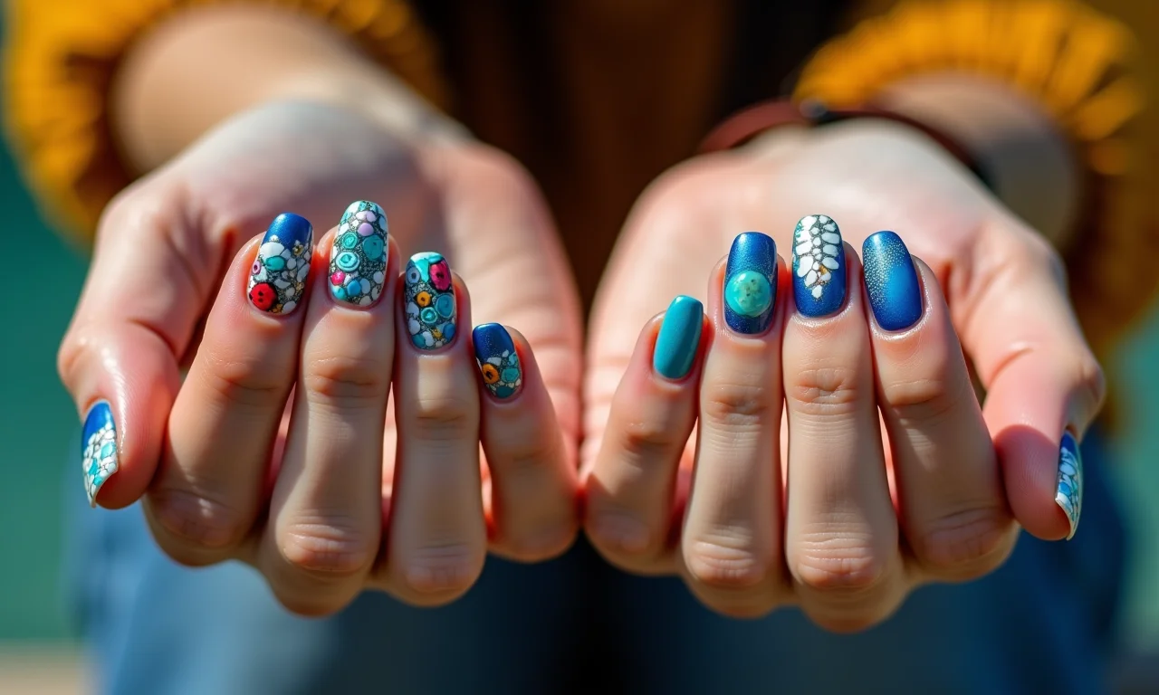 Ideias criativas para unhas mosaico.
