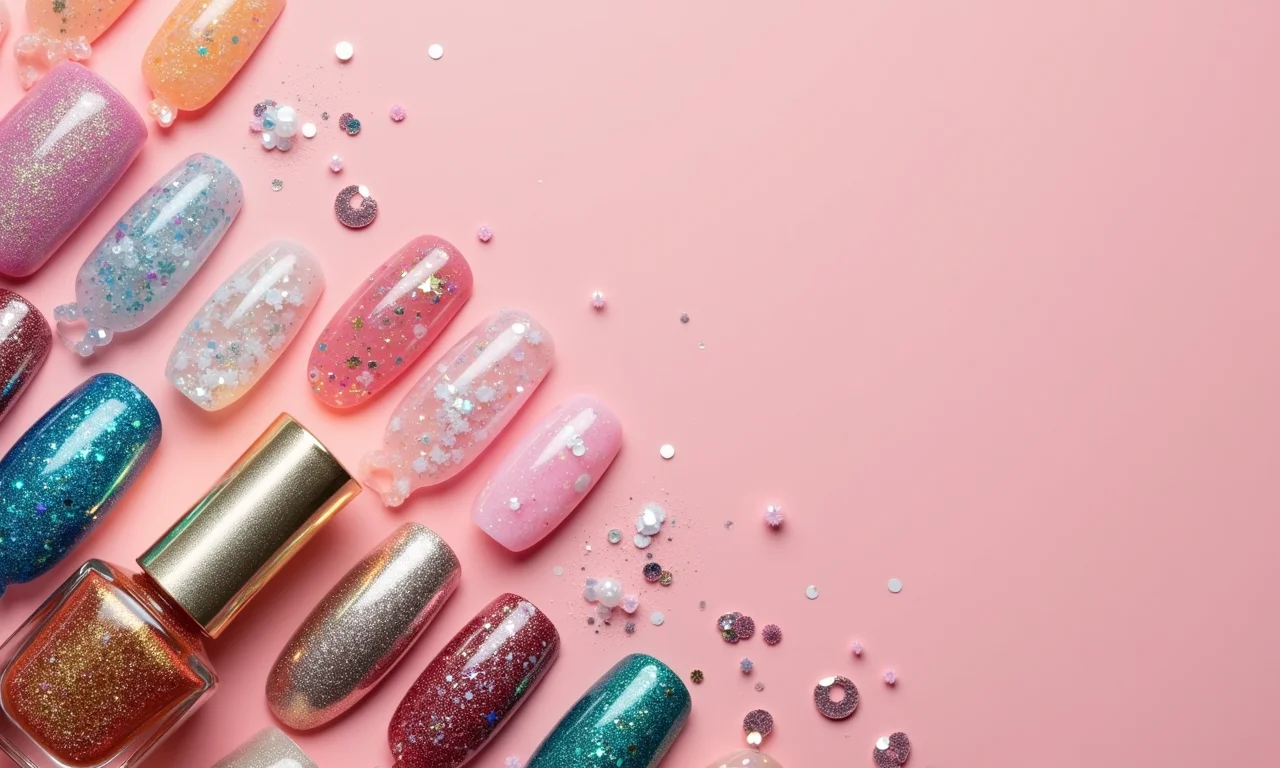 Inspirações de unhas decoradas com glitter e adesivo: modelos incríveis.