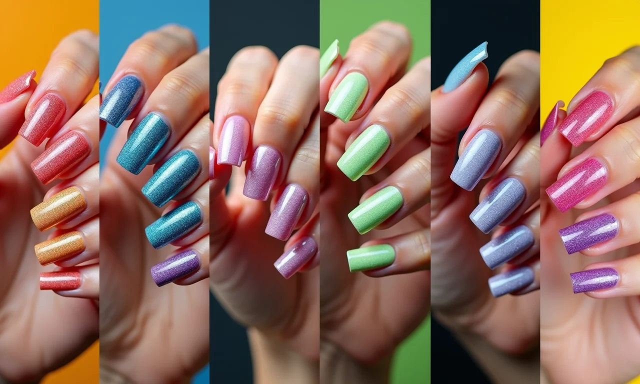 Inspirações de unhas decoradas com glitter para o Carnaval.