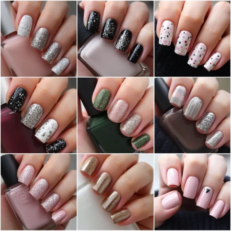 Inspirações de unhas decoradas para o Réveillon encontradas online.