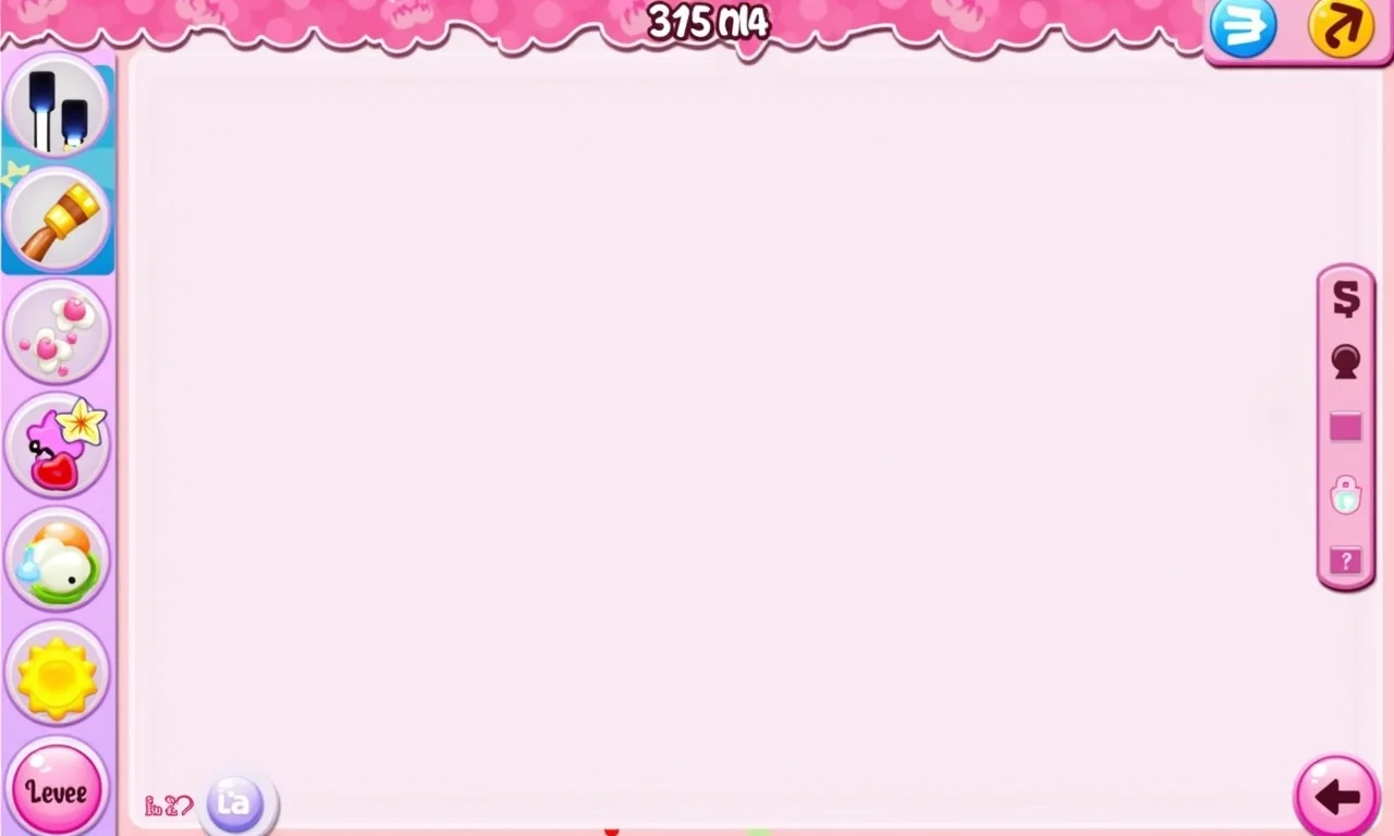 Interface de jogo de esmalte seguro para crianças, com opções de controle parental.