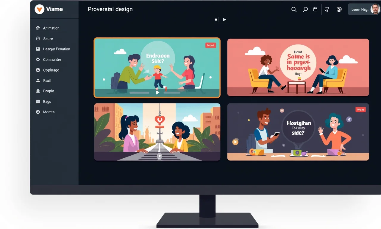 Interface do Visme mostrando designs de banner animados.