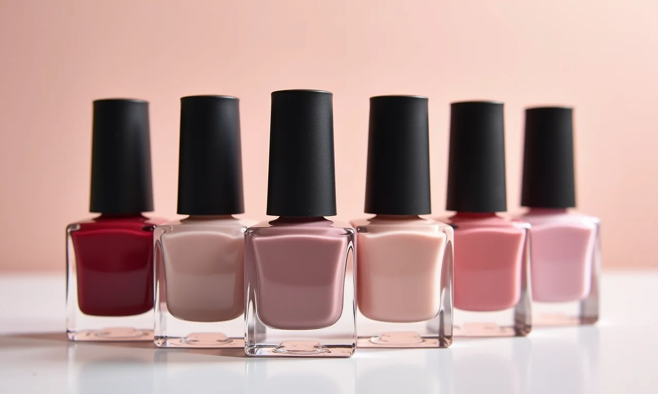 Kit de esmaltes clássico com cores neutras e elegantes.