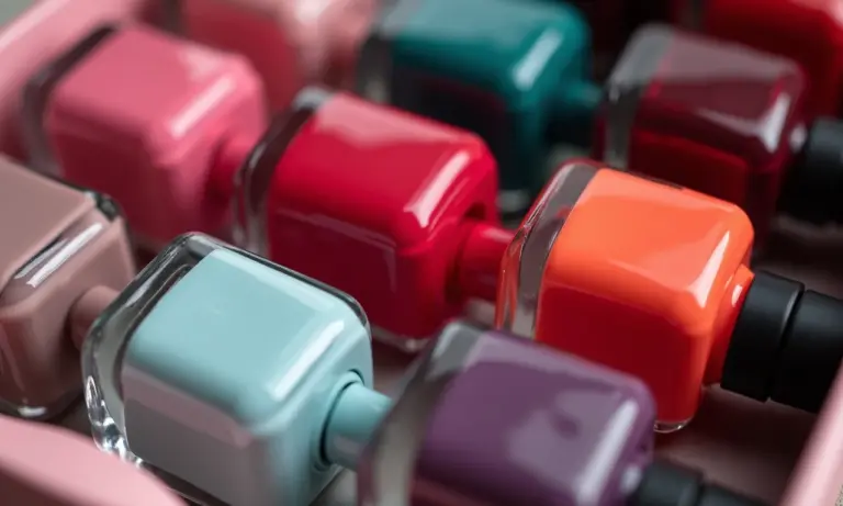 Kit de esmaltes coloridos em caixa de presente.