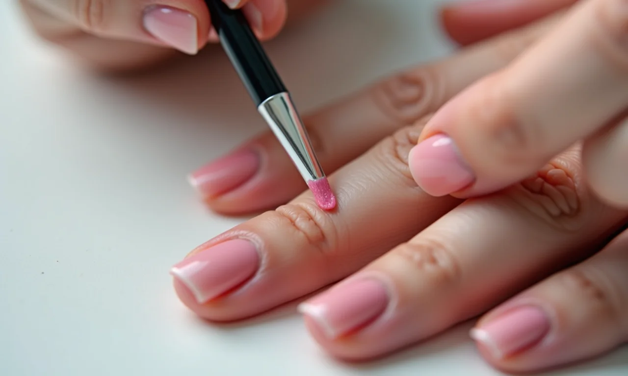 Limpando o esmalte borrado das unhas.