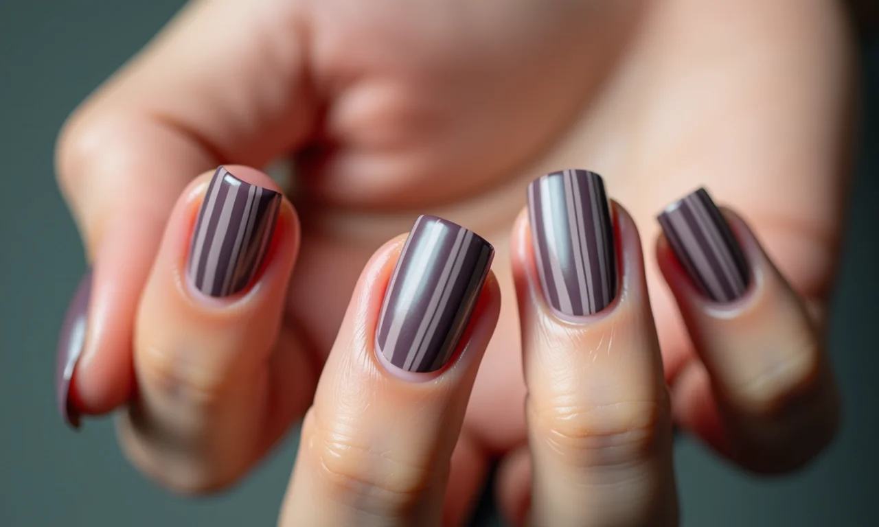 Listras minimalistas em unhas foscas