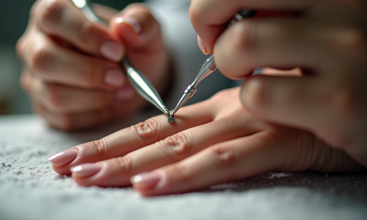 Lixando as unhas no formato oval.