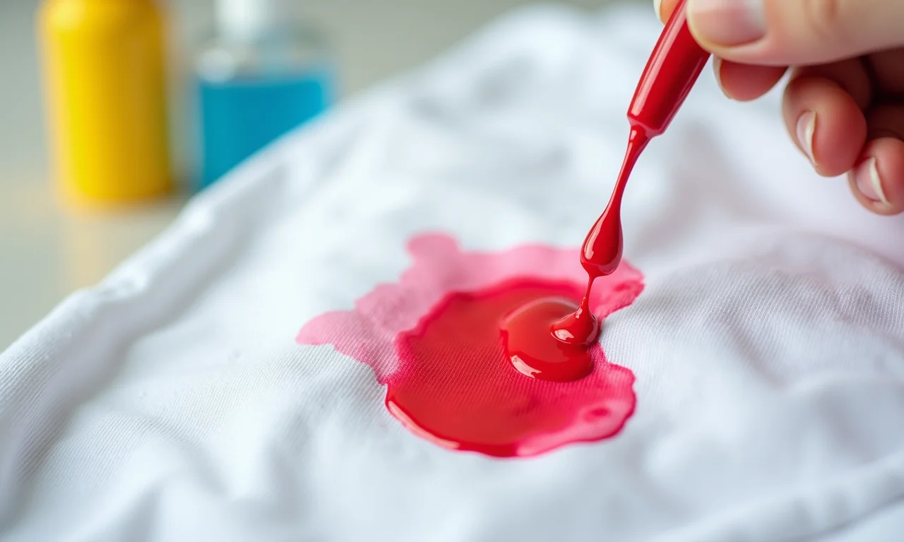 Mancha de esmalte seco em tecido branco: desafio extra na remoção.