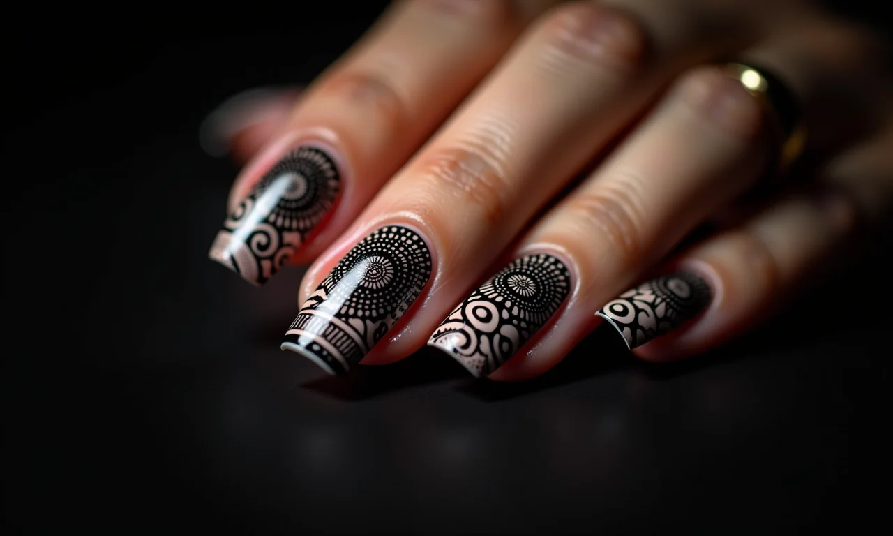 Mandala clássica em preto e branco.