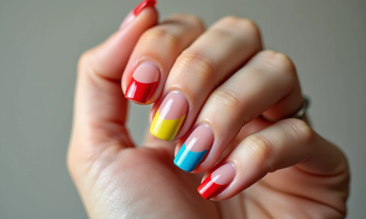 Mão com francesinha colorida, um toque moderno no clássico.