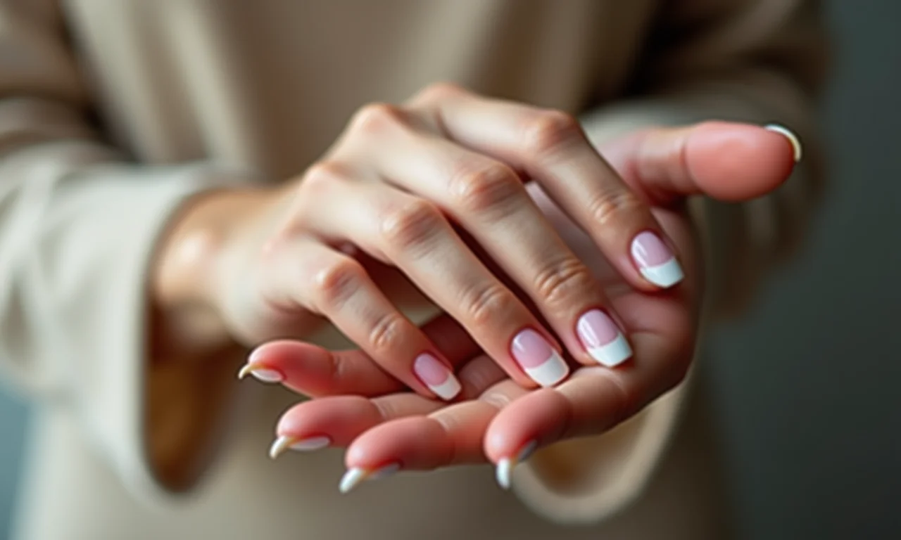 Mão feminina com francesinha clássica em fundo suave.