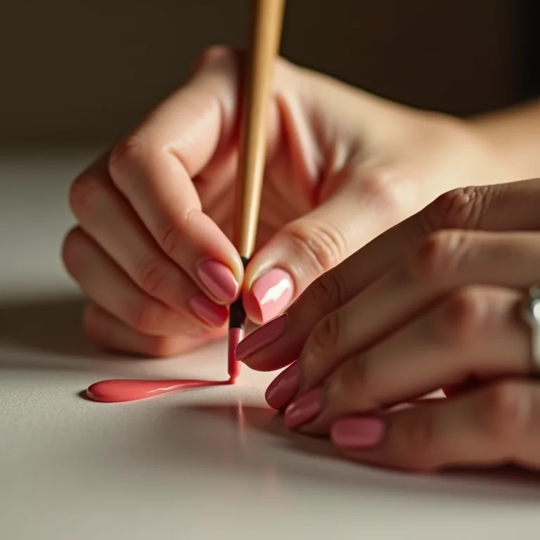 Mãos aplicando finas camadas de esmalte para secagem uniforme.