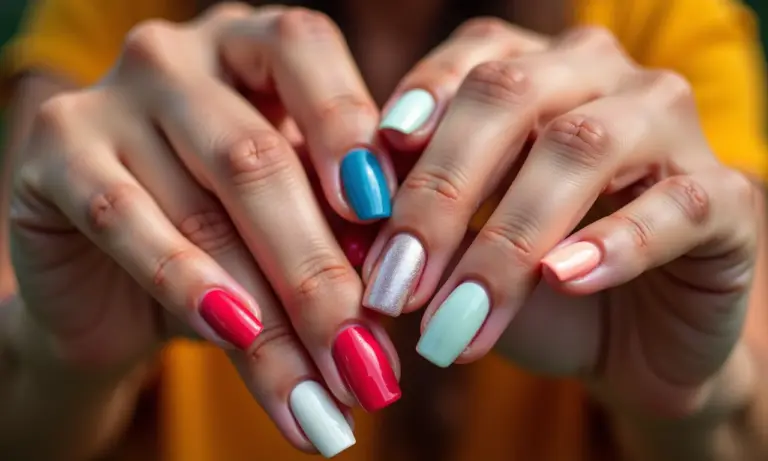 Mãos com diferentes cores de esmalte