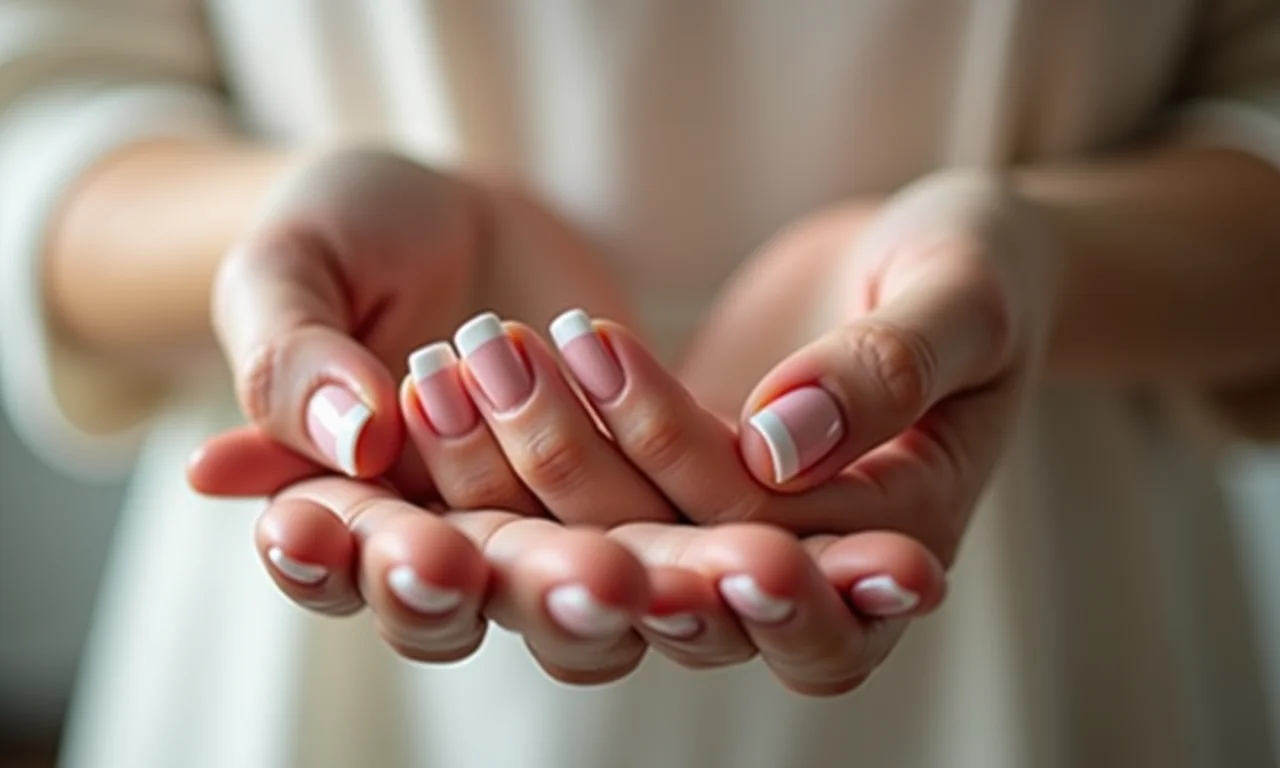 Mãos com francesinha charmosa e delicada.