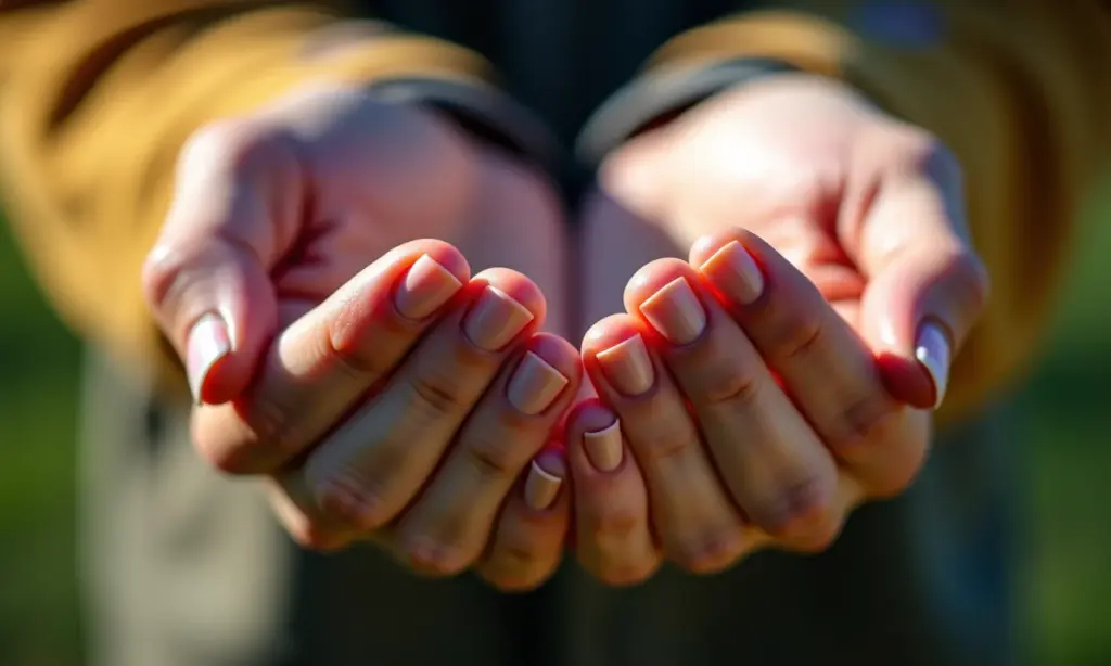 Mãos diversas com unhas danificadas, foco na recuperação.