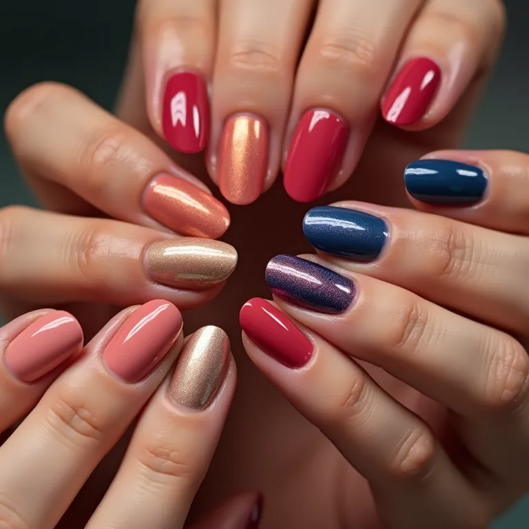 Mãos diversas exibindo cores vibrantes de esmaltes Kiko Milano.