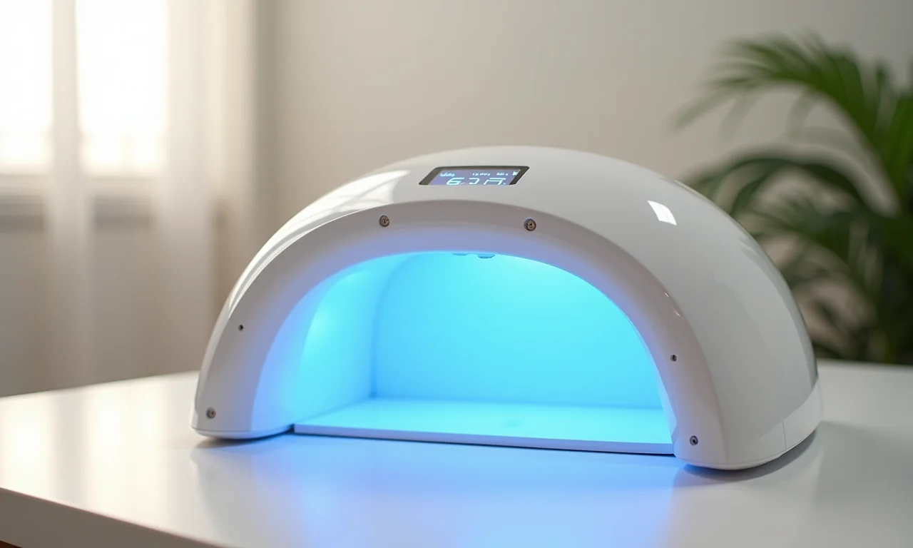 Máquina de unha de gel SunUV em ambiente de salão.