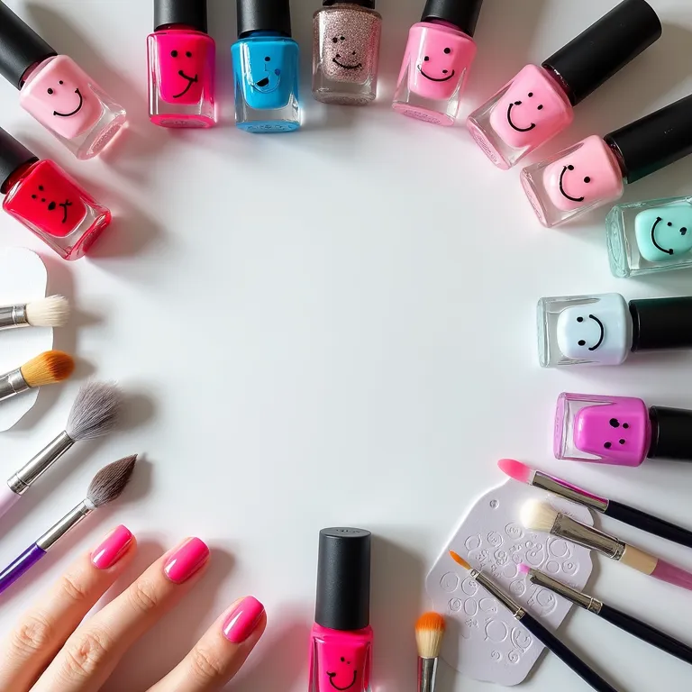 Materiais essenciais para criar unhas decoradas com carinhas.