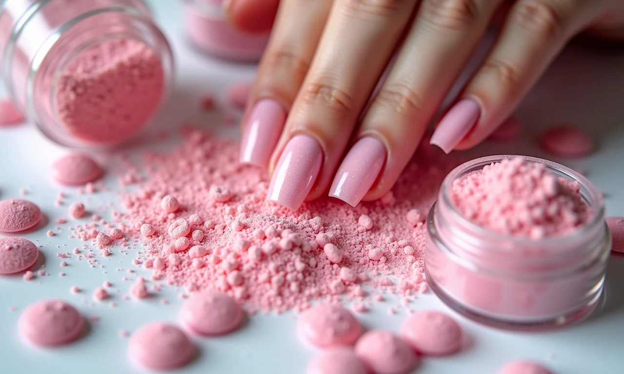 Materiais necessários para unha encapsulada rosa.