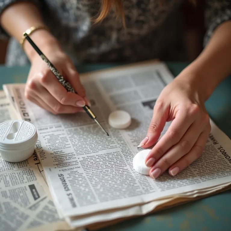 Materiais necessários para unhas decoradas com jornal: jornal, acetona e algodão.