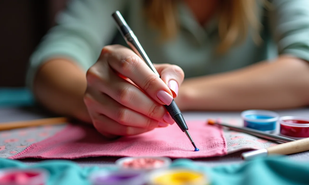 Materiais para nail art com tinta de tecido.