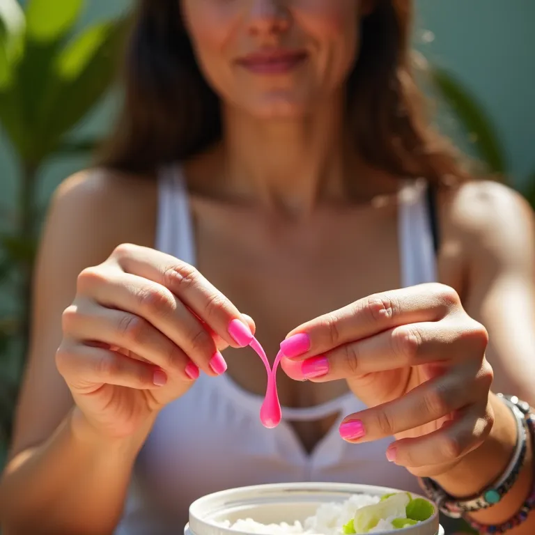 Misturando ingredientes para esmalte neon caseiro.