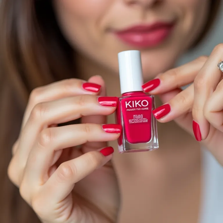 Mulher com unhas saudáveis usando esmalte Kiko.