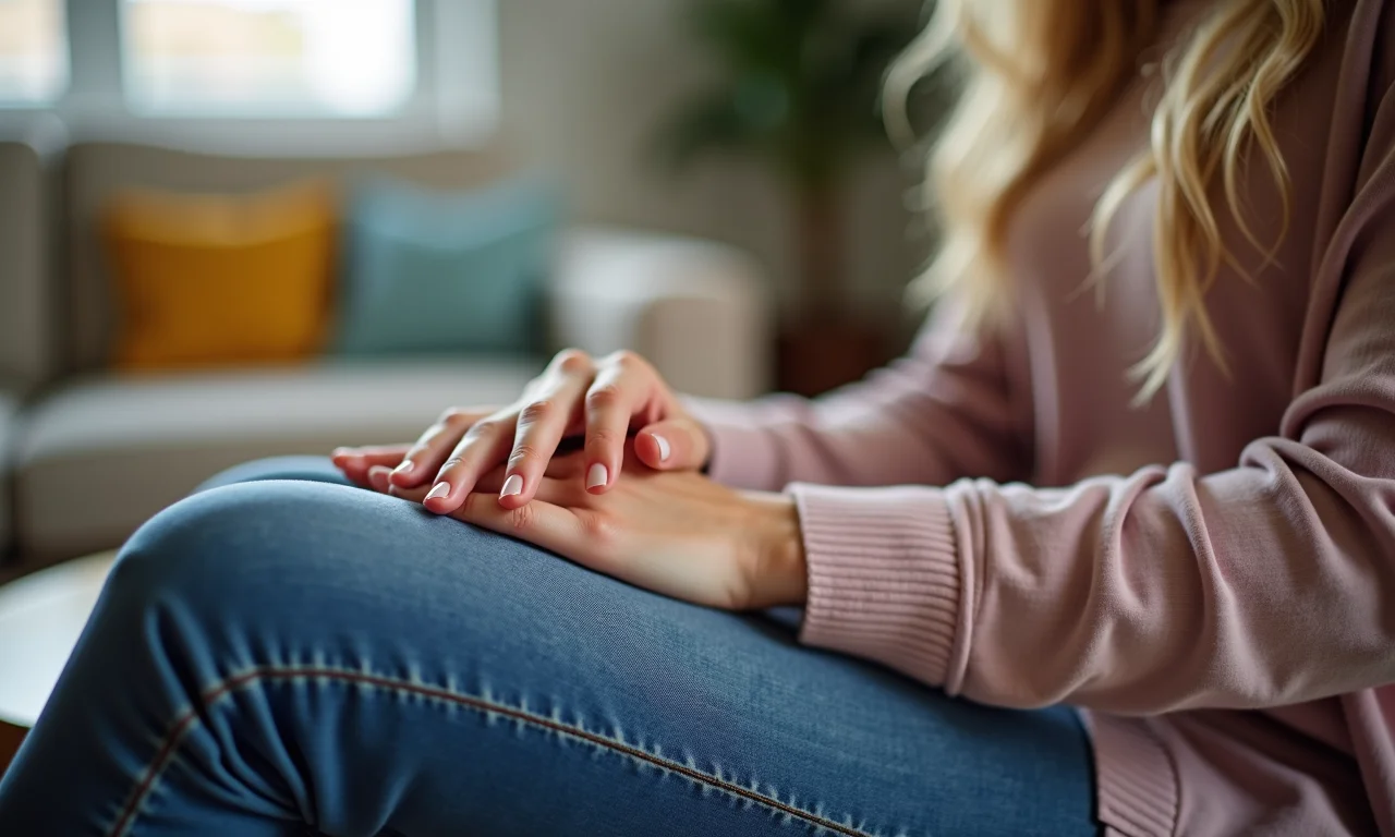Mulher esperando o esmalte secar.