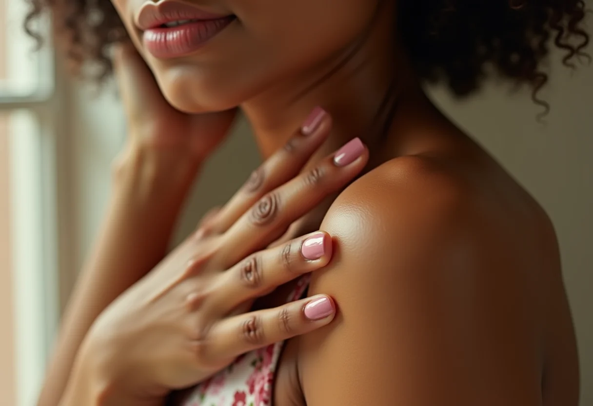 Mulher removendo esmalte em gel das unhas