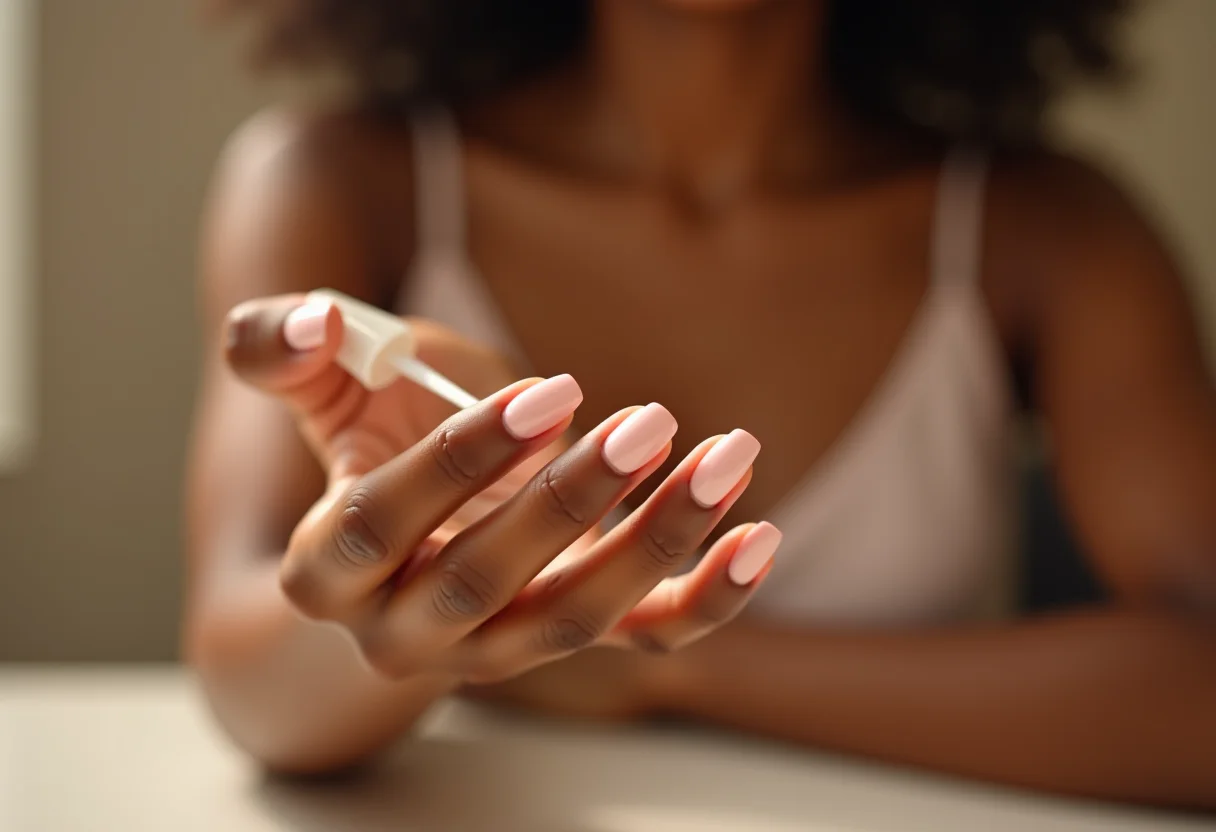 Mulher removendo esmalte em gel das unhas