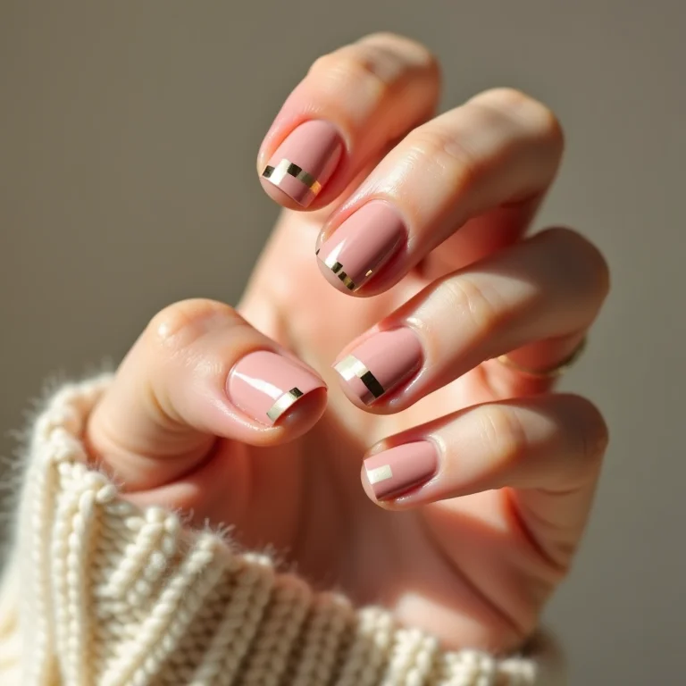 Nail art minimalista em unhas de gel