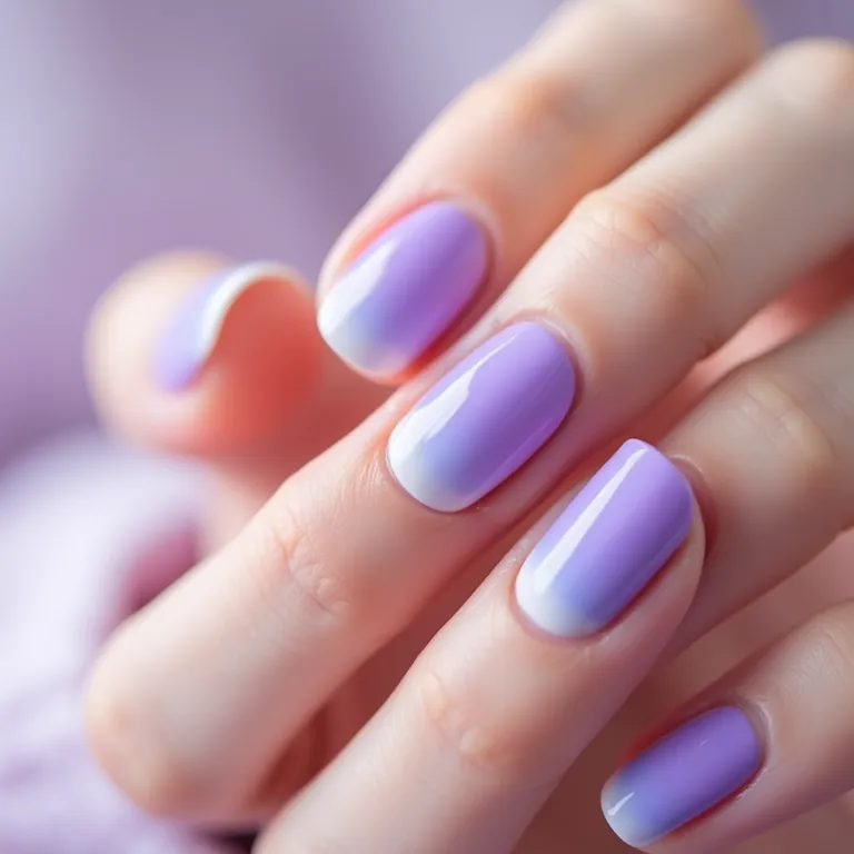 Ombré lavanda: suavidade em degradê nas unhas.