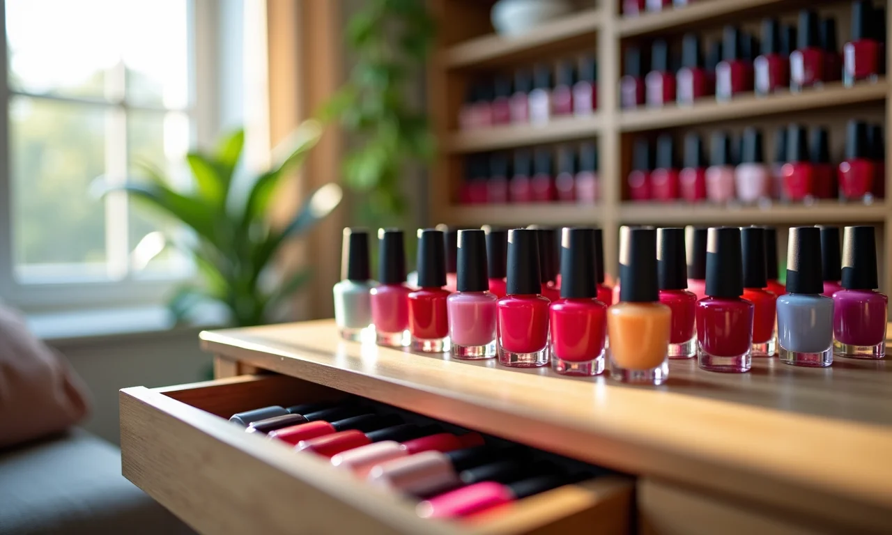 Opções de locais para guardar esmaltes.