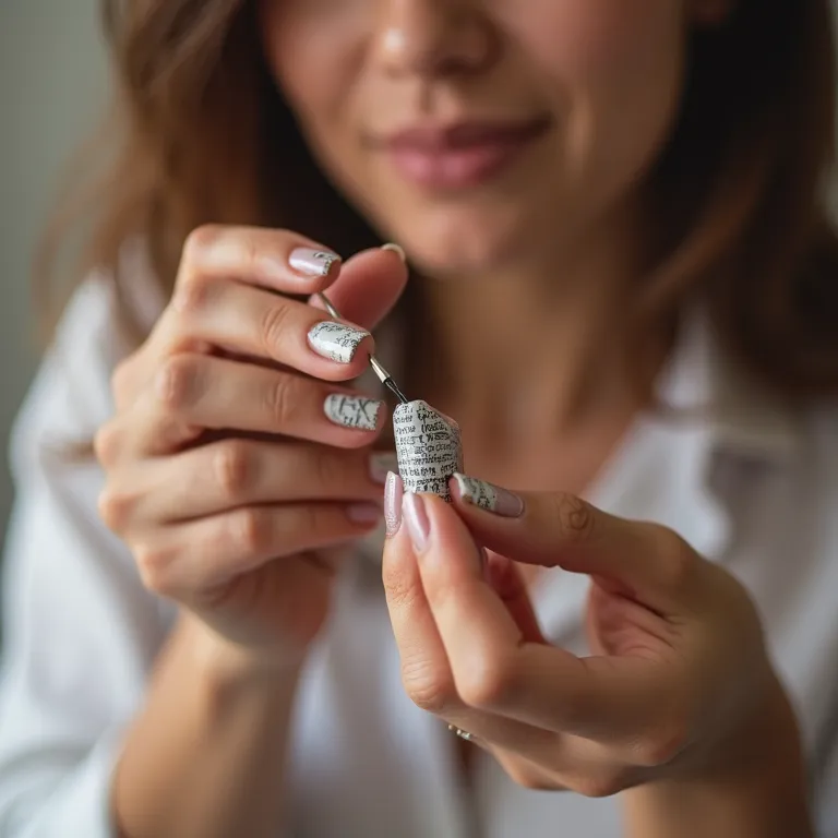 Passo a passo: aplicando jornal na unha com acetona.