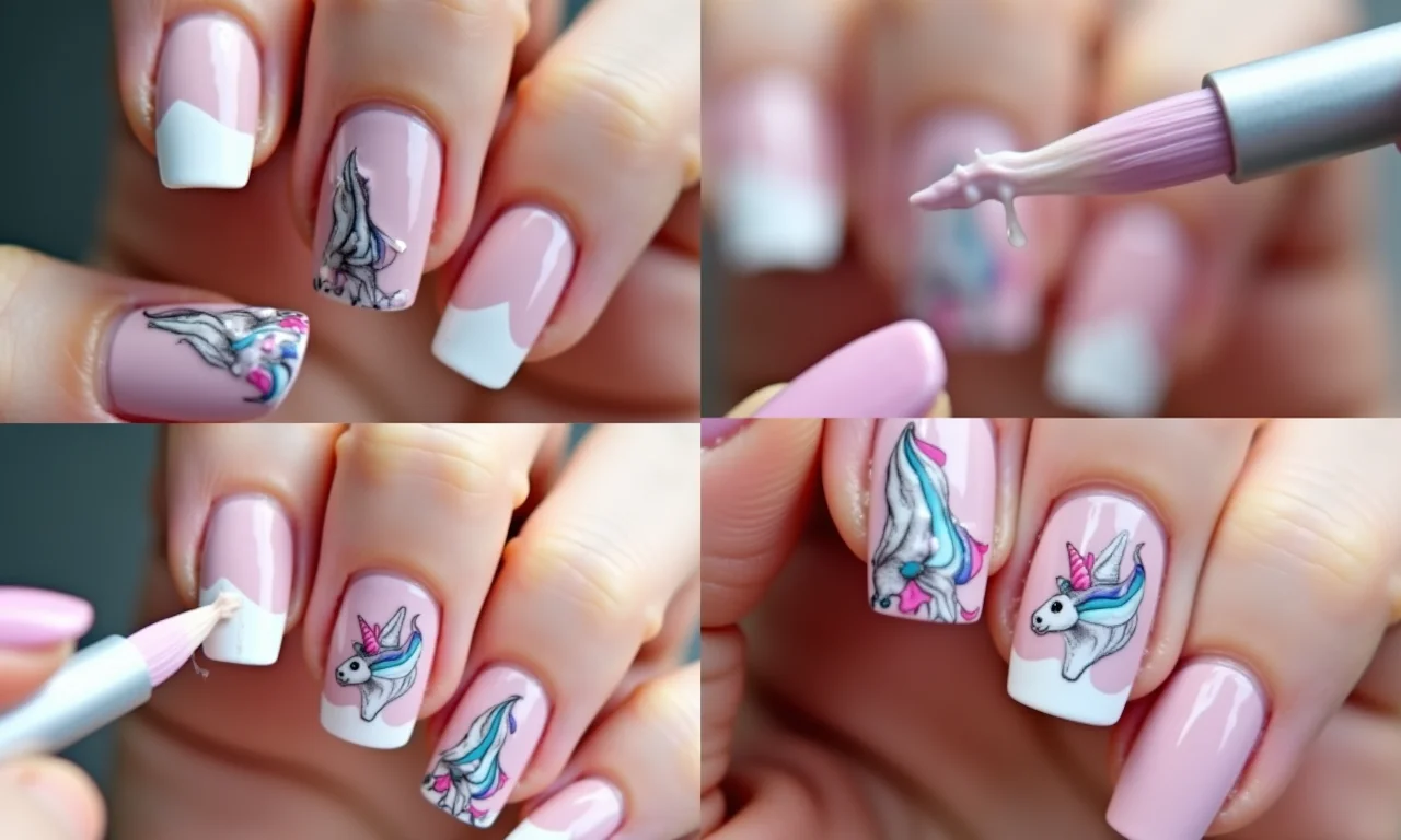 Passo a passo de como fazer o chifre de unicórnio nas unhas