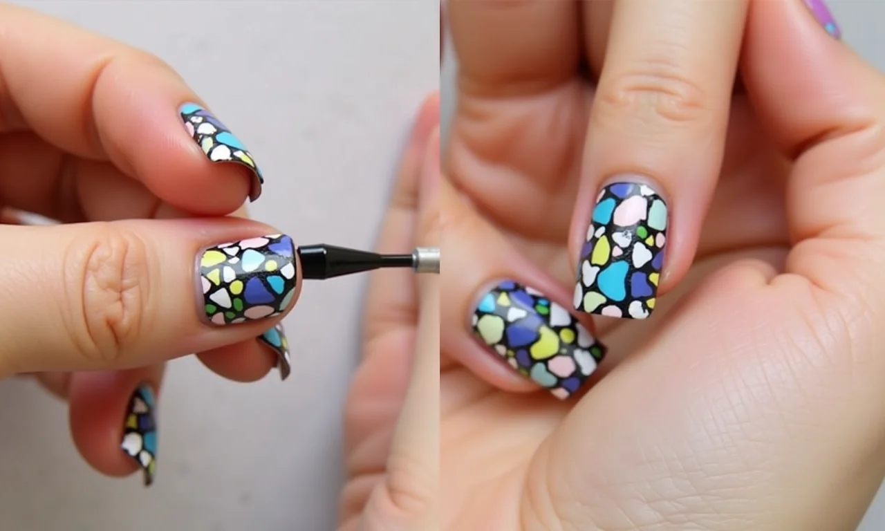 Passo a passo simplificado de unhas mosaico.