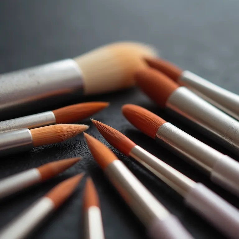 Pincéis de diferentes tamanhos para nail art.