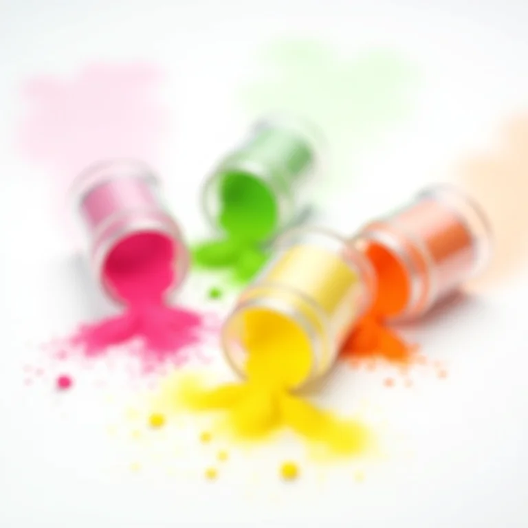 Potes com pigmentos neon em pó para fazer esmalte