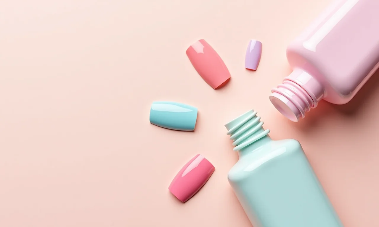 Produtos de cuidado para unhas dispostos de forma organizada.